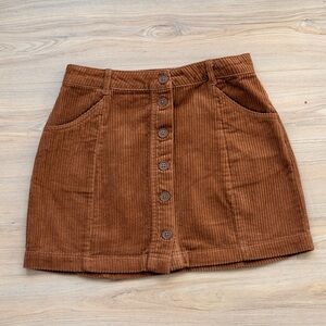 Forever 21 Brown Corduroy Button-Front Mini Skirt